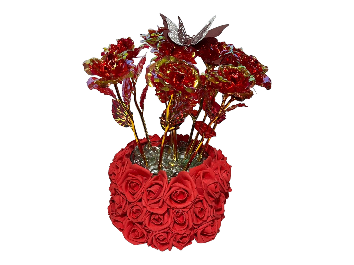 Beautiful Red Roses For A Blue Lady