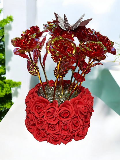 Beautiful Red Roses For A Blue Lady