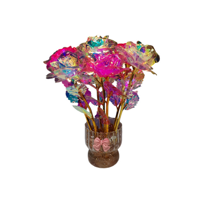 "Pink Radiance - Iridescent Flower Arrangement with Bow Detail"